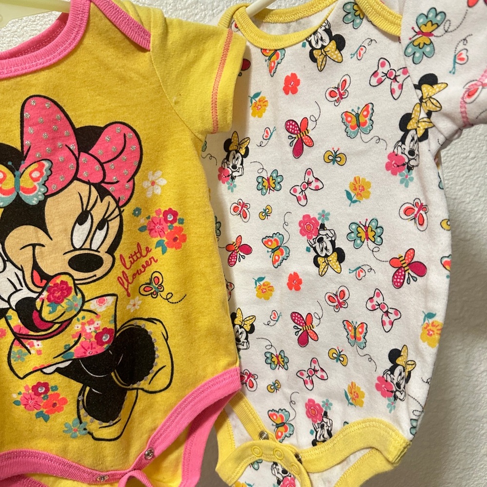 Disney Minnie Mouse Pink and Yellow Bodysuits
